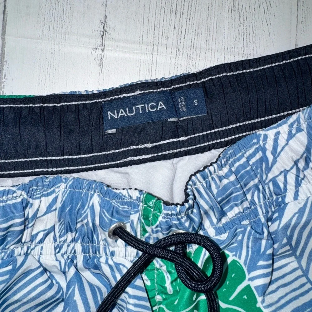 Nautica Tropical Pineapple Swim Trunks Blue Beach Board Shorts Size Small